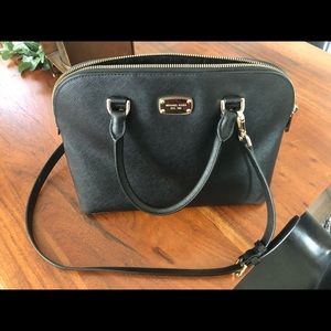 Michal Kors “Cindy” black leather dome satchel